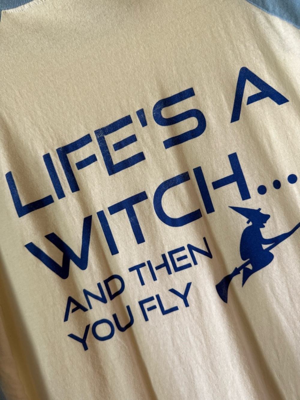Carolina Beach Sea Witch Raglan Tee - White & Light Blue - Picture 5 of 6